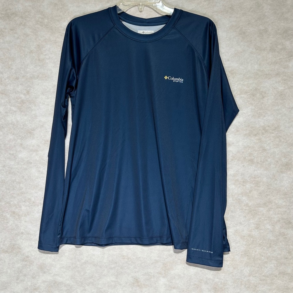 Columbia PFG Mens XL Navy Blue Long Sleeve Omni-Shade Fishing Shirt FL0131